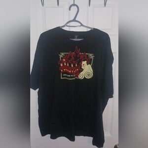 Gildan Black Tee with Red and White Graphic